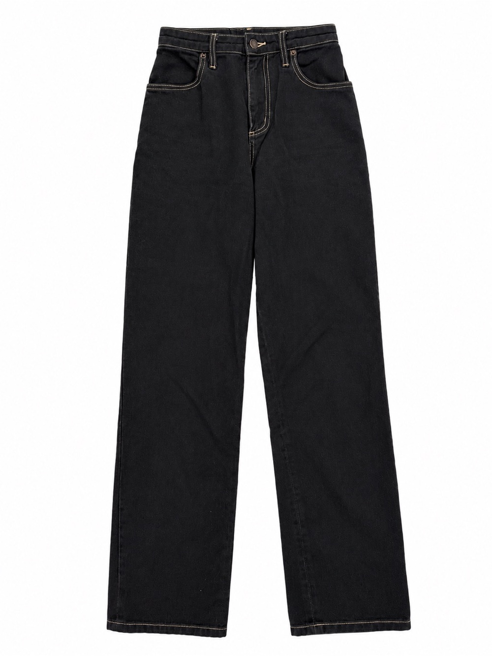 ARE YOU AM I High-Rise Straight Black Jeans
